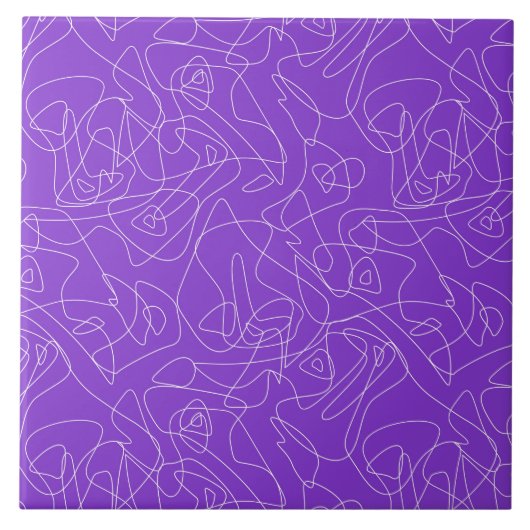 white abstract curved lines on a purple background tegeltje (Voorkant)
