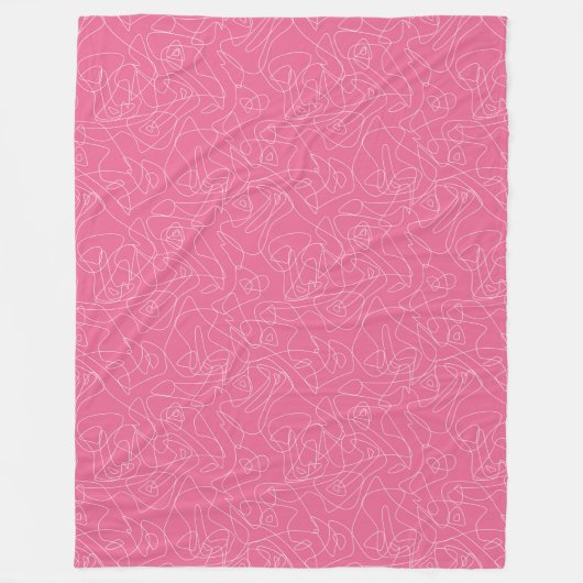 White abstract doodles on pink background fleece deken (Voorkant)