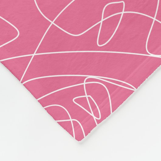 White abstract doodles on pink background fleece deken (Hoek)