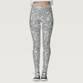 White Abstract On Grey Leggings (Voorkant)
