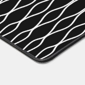 White Abstract Wavy Geometric Pattern op Black Bureaumat (Hoek)