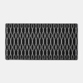 White Abstract Wavy Geometric Pattern op Black Bureaumat (Voorkant)