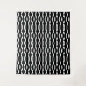 White Abstract Wavy Geometric Pattern op Black Wandkleed (Voorkant)