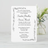 White Accent Wedding Invitation 5"x 7" Kaart (Staand voorkant)