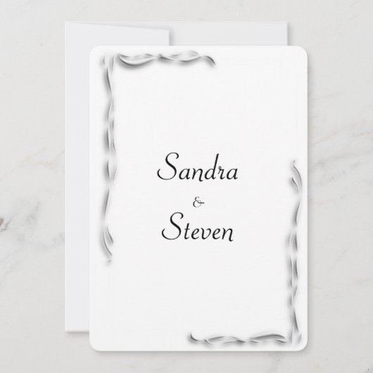 White Accent Wedding Invitation 5"x 7" Kaart (Achterkant)