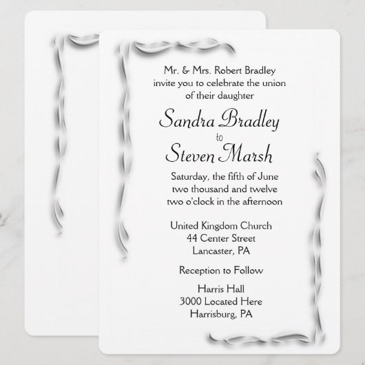 White Accent Wedding Uitnodiging (Voorkant / Achterkant)