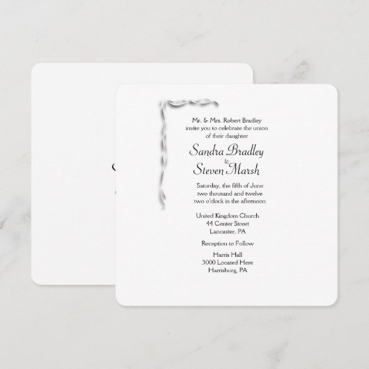 White Accent Wedding Uitnodiging (Voorkant / Achterkant)