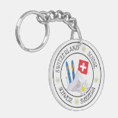 White Acrylische Sleutelhanger uit Zwitserland (Voorkant Links)