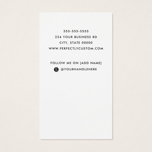 White add logo social media vertical visitekaartje (Achterkant)