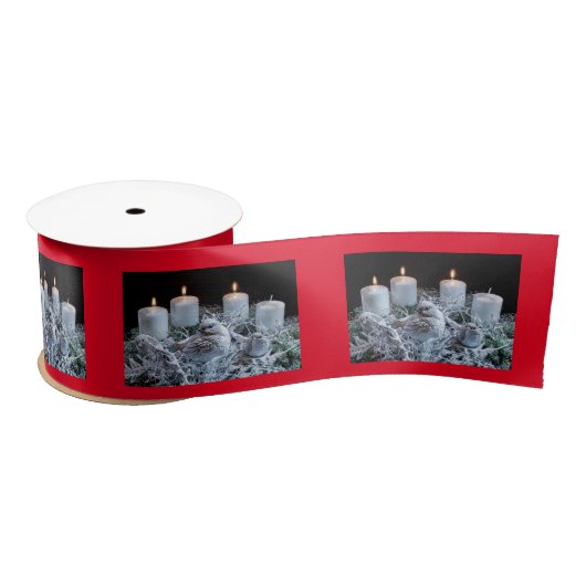 White Advent Wreath Satijnen Lint (Spoel)