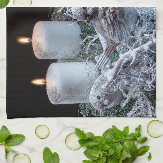 White Advent Wreath Theedoek (Gevouwen)