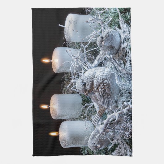 White Advent Wreath Theedoek (Verticaal)
