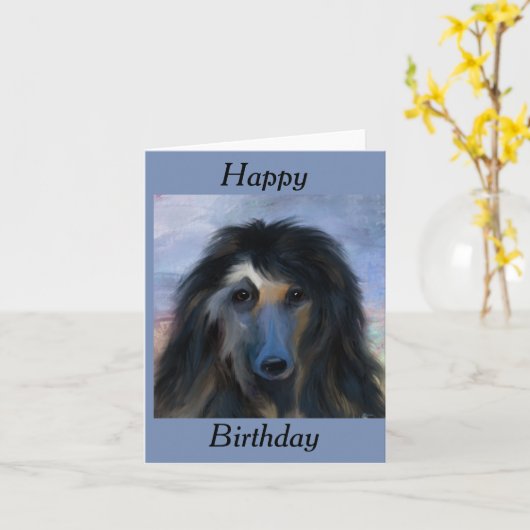 White Afghan Hound Kaart (Gele Bloem)