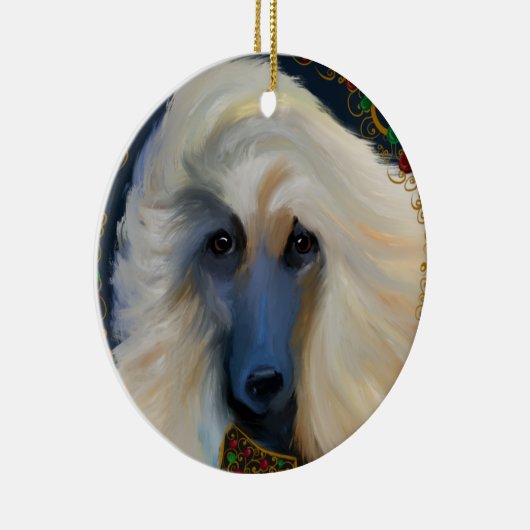 White Afghan Hound Keramisch Ornament (Rechts)