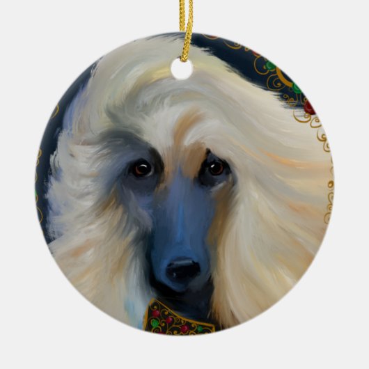 White Afghan Hound Keramisch Ornament (Voorkant)