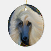 White Afghan Hound Keramisch Ornament (Links)
