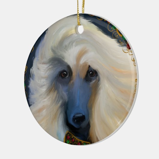 White Afghan Hound Keramisch Ornament (Links)