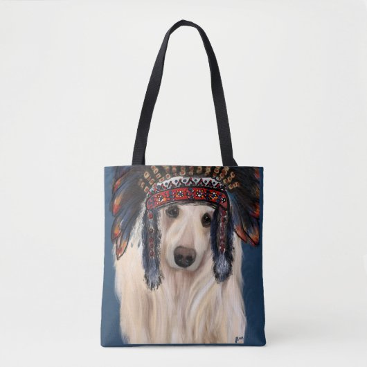 White Afghan Hound Tote Bag (Voorkant)