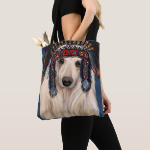 White Afghan Hound Tote Bag