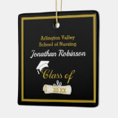 White Afstudeerder Pet en Diploma Ceramic Ornament (Links)