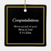 White Afstudeerder Pet en Diploma Ceramic Ornament (Achterkant)