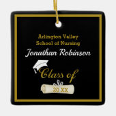 White Afstudeerder Pet en Diploma Ceramic Ornament (Voorkant)