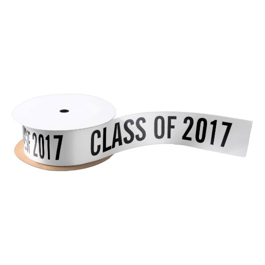 White Afstuderen Class of 2017 Typography Black Satijnen Lint (Spoel)