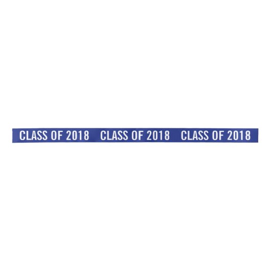 White Afstuderen Class of 2018 Typography Navy Blu Satijnen Lint (Voorkant)
