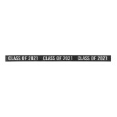 White Afstuderen Class of 2021 Typography Black Satijnen Lint (Voorkant)