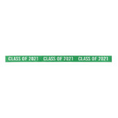 White Afstuderen Class of 2021 Typography Green Satijnen Lint (Voorkant)