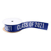 White Afstuderen Class of 2021 Typography Navy Blu Satijnen Lint (Spoel)