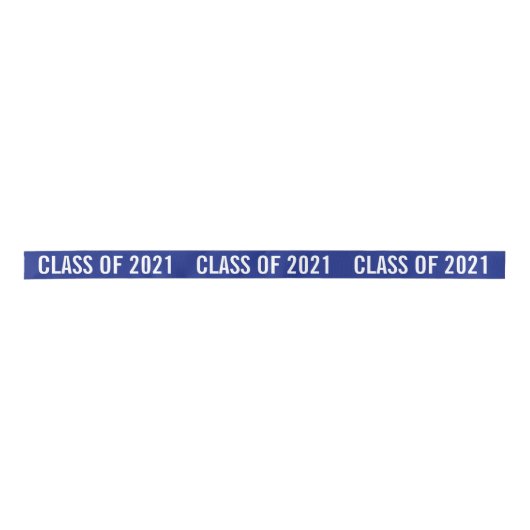 White Afstuderen Class of 2021 Typography Navy Blu Satijnen Lint (Voorkant)