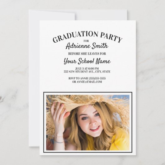 White Afstuderen College Party foto Kaart (Voorkant)