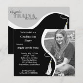 White Afstuderen Horizontal Photo Invitation Kaart (Voorkant / Achterkant)