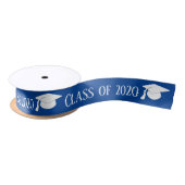 White Afstuderen Pet | Klasse 2020 Navy Blue Satijnen Lint (Spoel)