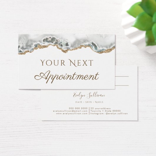 White Agate Appointment Card Visitekaartje (Bureau)