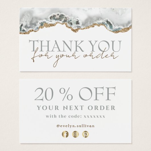 White agate bedankt voor je kortingskaart visitekaartje (Voorkant /achterkant)