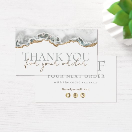 White agate bedankt voor je kortingskaart visitekaartje (Bureau)