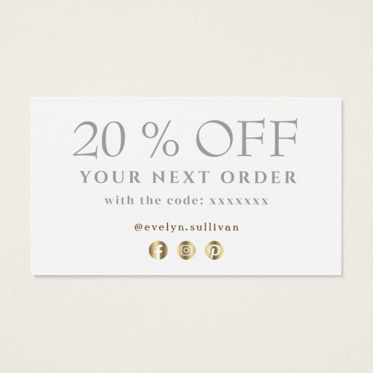 White agate bedankt voor je kortingskaart visitekaartje (Achterkant)