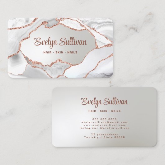 White Agate Faux Folie Visitekaartje (Voorkant / Achterkant)