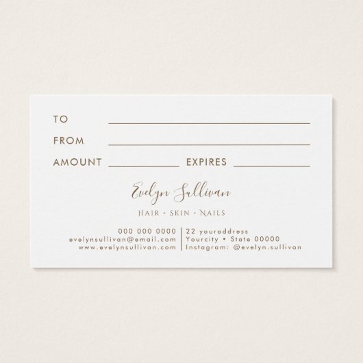 White Agate Gift Kaart (Achterkant)