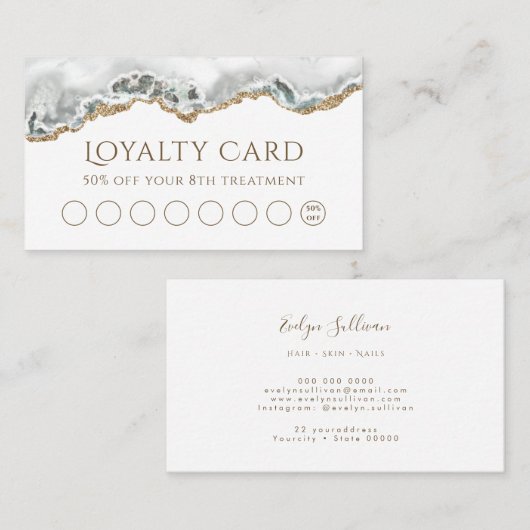 White agate loyalty visitekaartje (Voorkant / Achterkant)