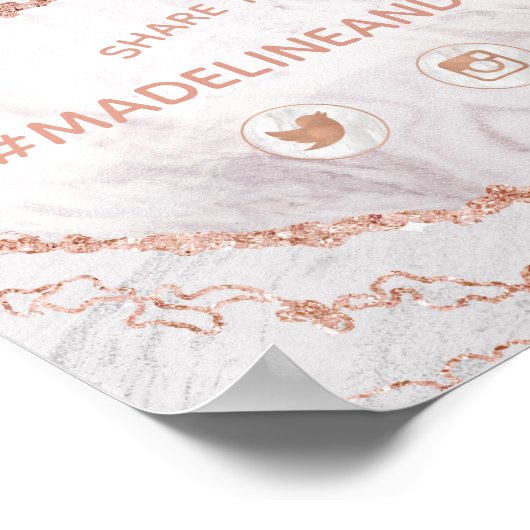 White Agate Share the Love Wedding Social Sign Poster (Hoek)