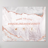 White Agate Share the Love Wedding Social Sign Poster (Voorkant)