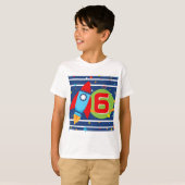 White Age Rocket Ship Outer Space Verjaardag Shirt (Voorkant volledig)