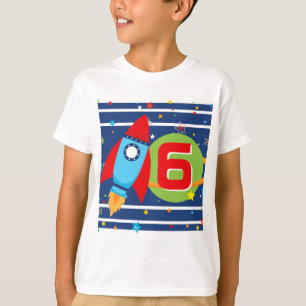 White Age Rocket Ship Outer Space Verjaardag Shirt