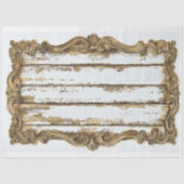 White Aged Wood, Gold Scroll Lijst AN5 Decoupage Tissuepapier (Voorkant)