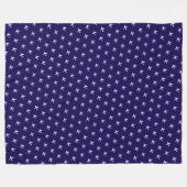 White Airplanes on Dark Blue Blanket for a Pilot Fleece Deken (Voorkant (Horizontaal))