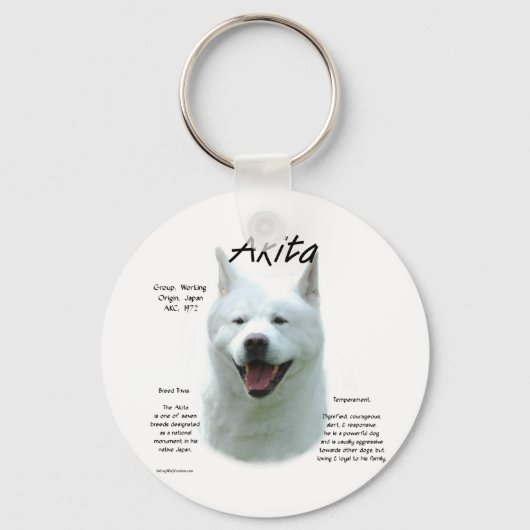White Akita Geschiedenis Sleutelhanger (Voorkant)
