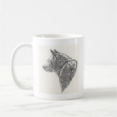 White Akita Inu Sketch Ceramic Mok (Links)